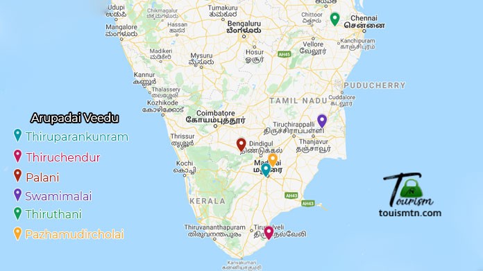 அறுபடை வீடு வரைபடம்